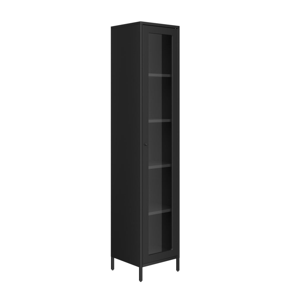 Modern Black Tall Thin Cabinet