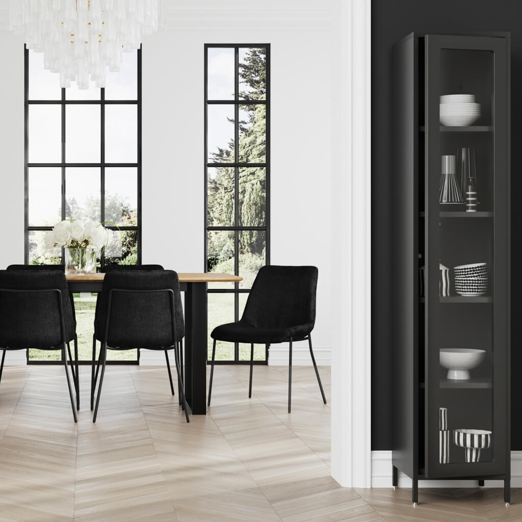 Modern Black Tall Thin Cabinet