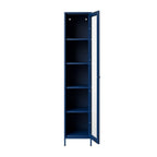 Modern Tall Thin Blue Display Cabinet