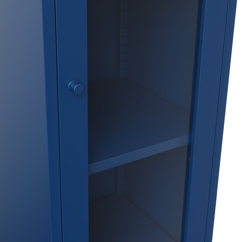 Modern Tall Thin Blue Display Cabinet