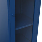 Modern Tall Thin Blue Display Cabinet