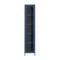 Modern Tall Thin Blue Display Cabinet