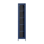 Modern Tall Thin Blue Display Cabinet
