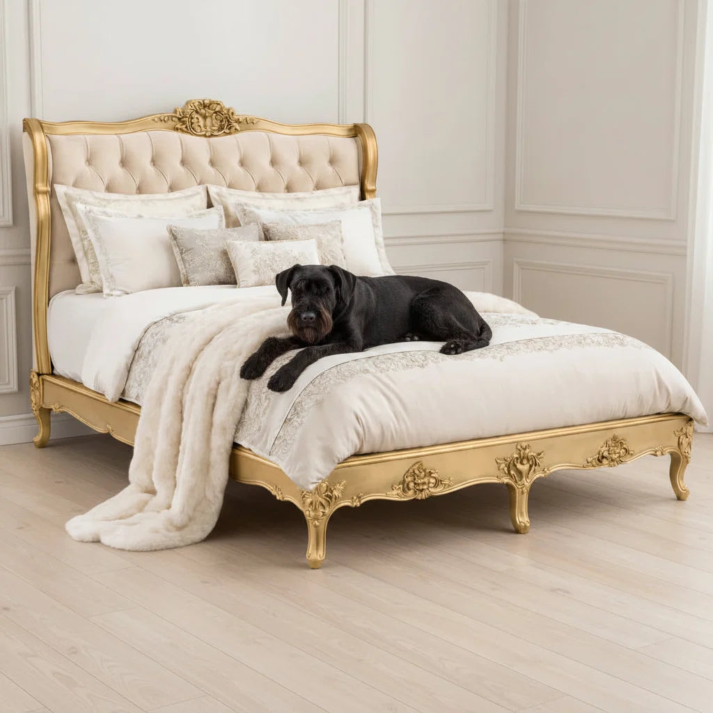 Versailles Gold Gilt Ornate Curved Bed Kingsize