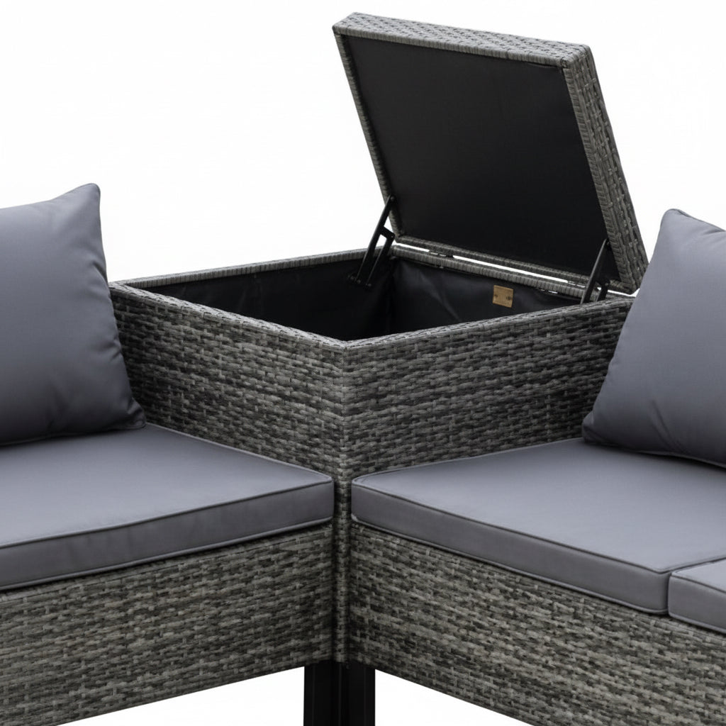 Premium Outdoor Rattan Large Corner Sofa With Central Corner Storage Box & Coffee Table Garden Set