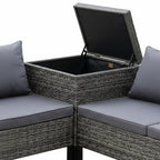 Premium Outdoor Rattan Large Corner Sofa With Central Corner Storage Box & Coffee Table Garden Set