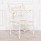 Iron Frame Off White / Cream Distressed Garden Dining Chair