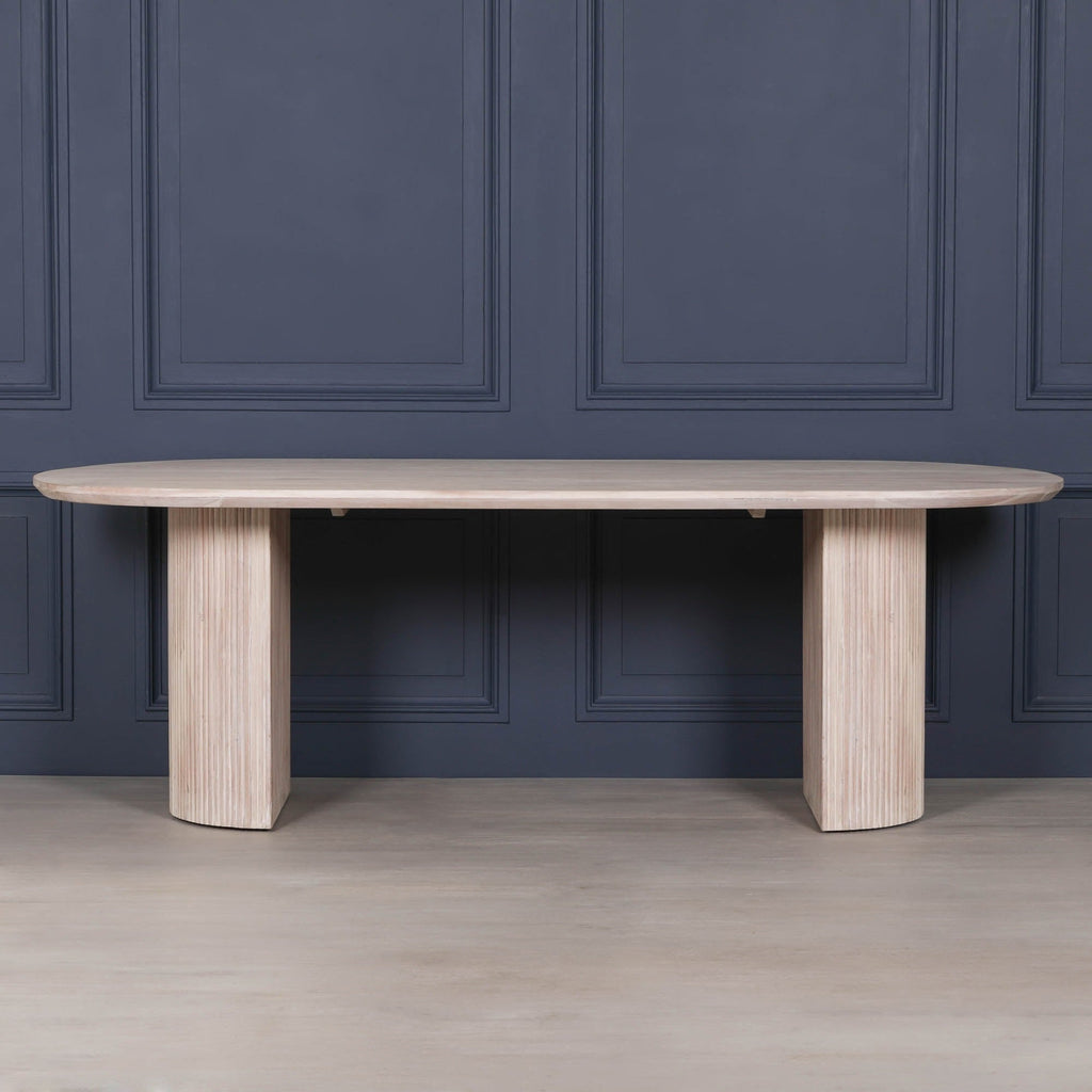 Blanche Acacia Fluted Oval Dining Table