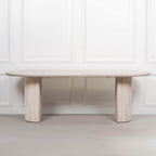 Blanche Acacia Fluted Oval Dining Table With 6 Louis Chairs