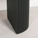 Black Painted Acacia Fluted Oval Dining Table With 6 Chairs