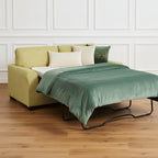 GREEN 2 SEATER TEXTURED FABRIC SOFA BED EXTREMELY COMFORTABLE SOFABED