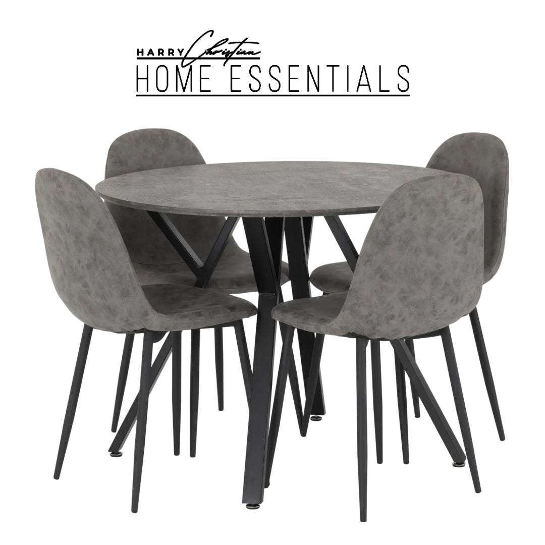 Grey Modern Dining Table with 4 Chairs Dining Set