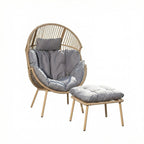 GREY CUSHION GARDEN STANDING EGG CHAIR