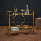 Gold Art Deco Rectangular Drinks Trolley