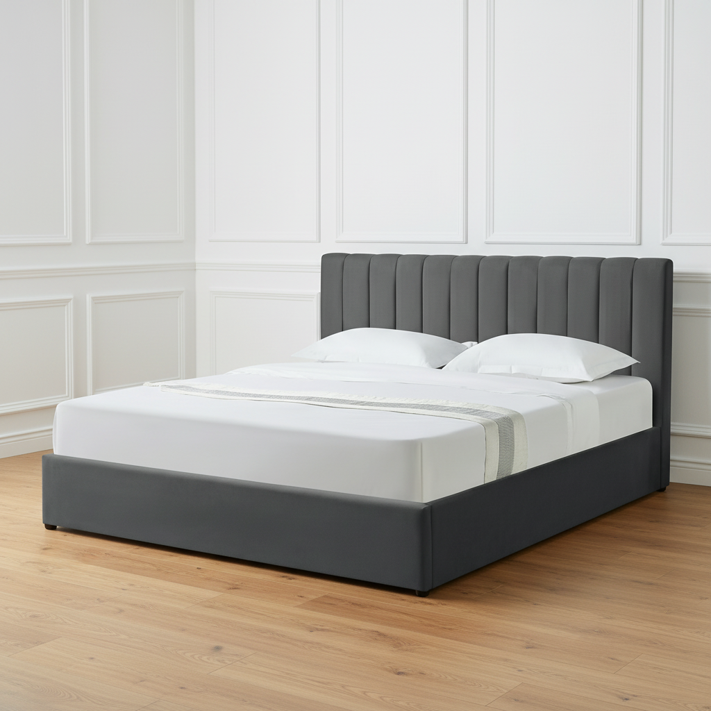 HAROLD SUPERKING OTTOMAN STORAGE BED IN DARK GREY WITH A FREE MATTRESS
