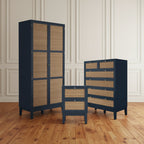Blue Oak & Rattan Accent Bedroom Furniture Set