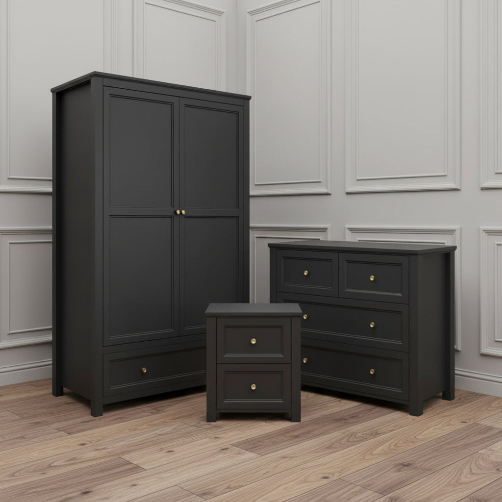 Shaker Style Bedroom Furniture Set in Black