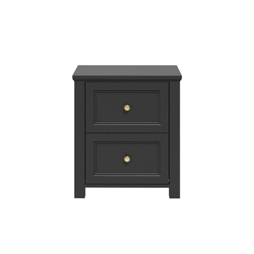 HARRY CHRISTIAN HOME ELEGANT BLACK BEDSIDE CABINET WITH GOLD HANDLES