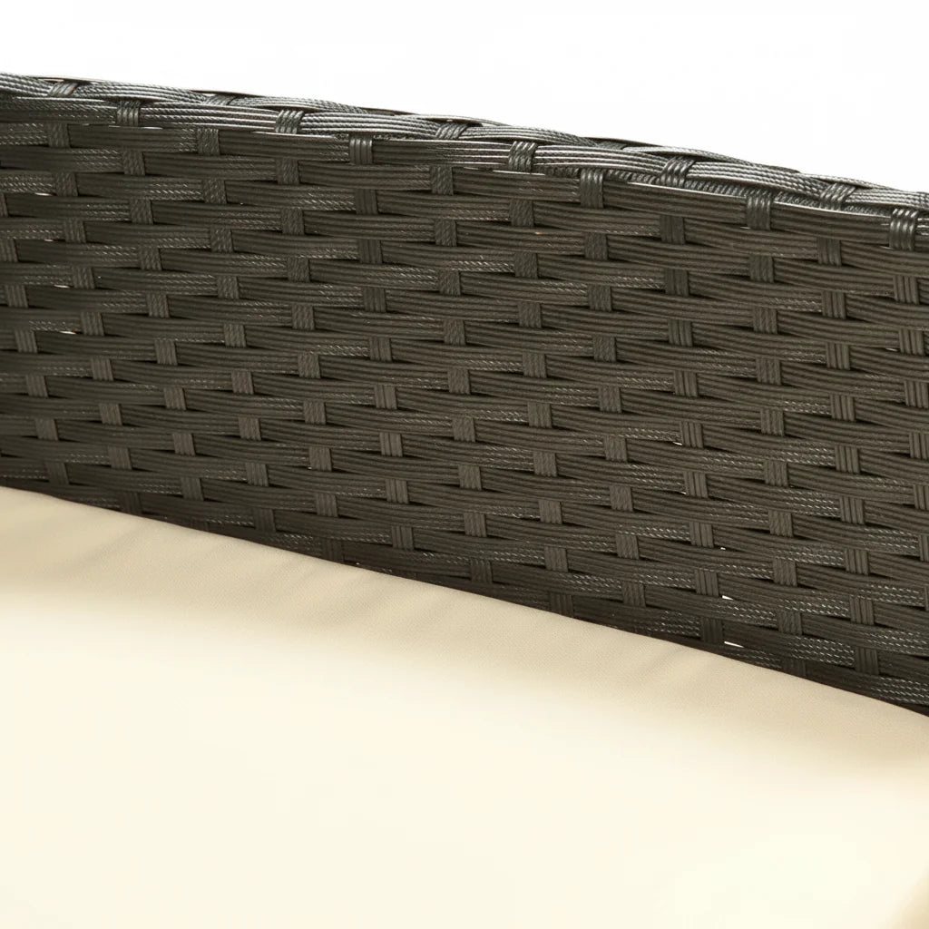 Black & Cream 4 Piece Rattan Garden Furniture Set