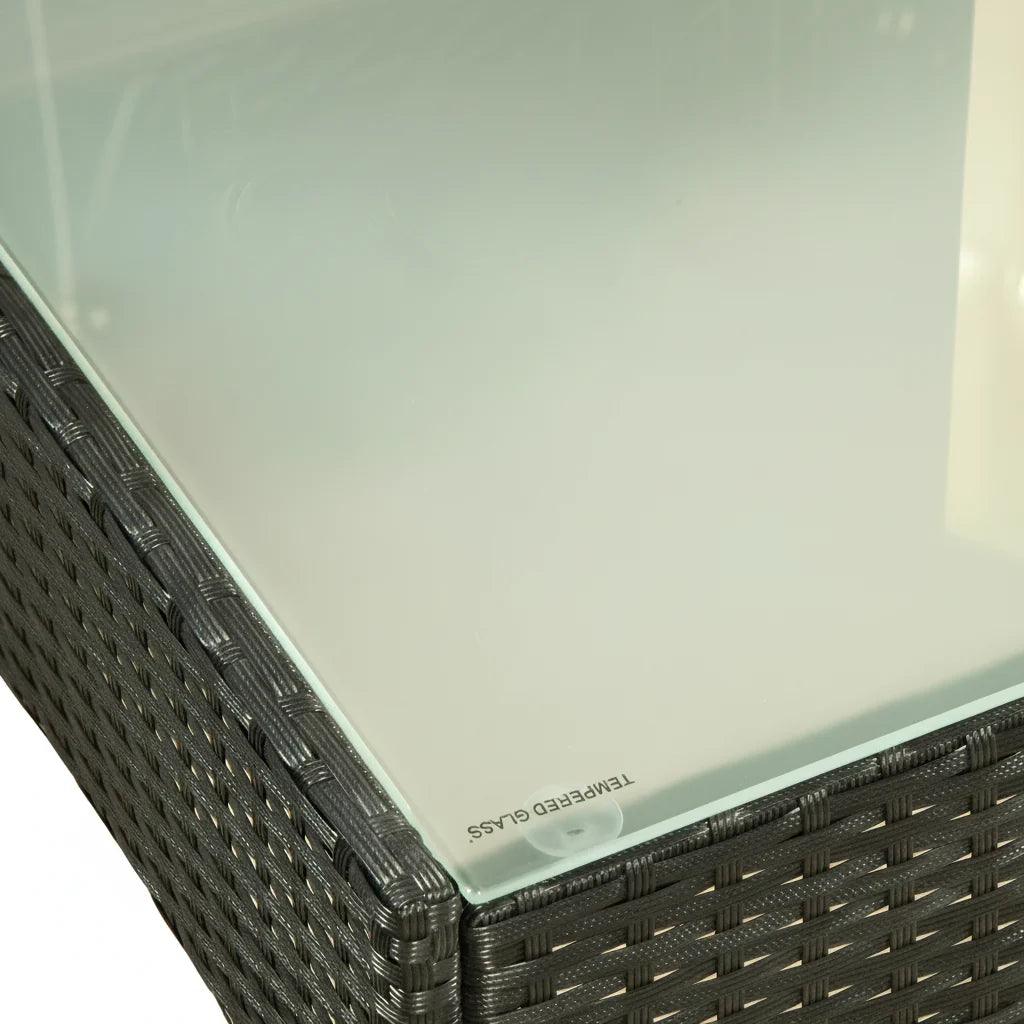 HARRY CHRISTIAN HOME GARDEN BLACK RATTAN GLASS CLOSE UP