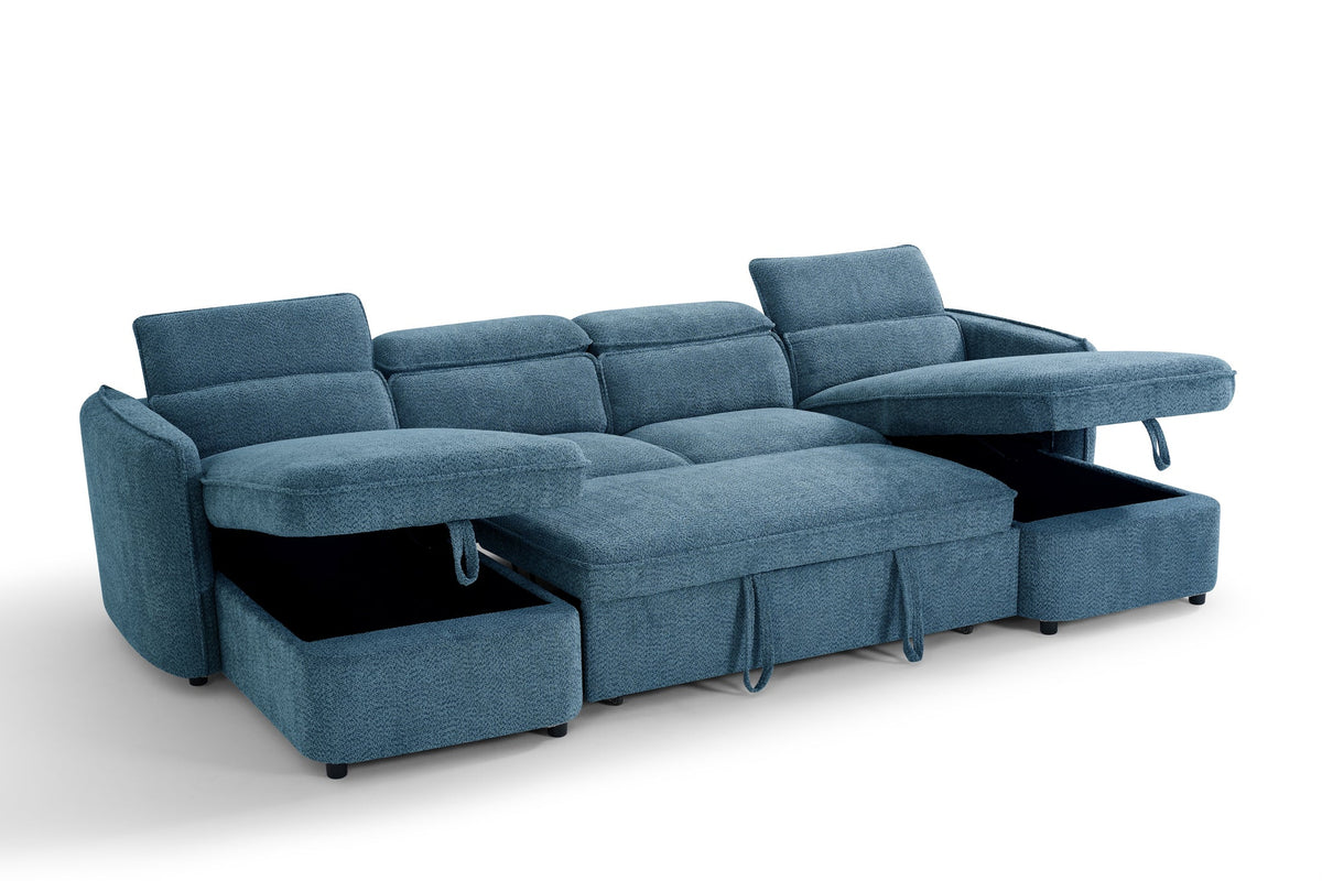 Capri U Shape Sofabed in Blue
