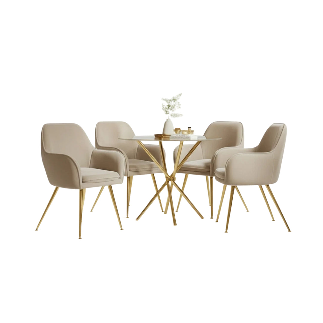 Gold Dining Set With 4 Chairs
