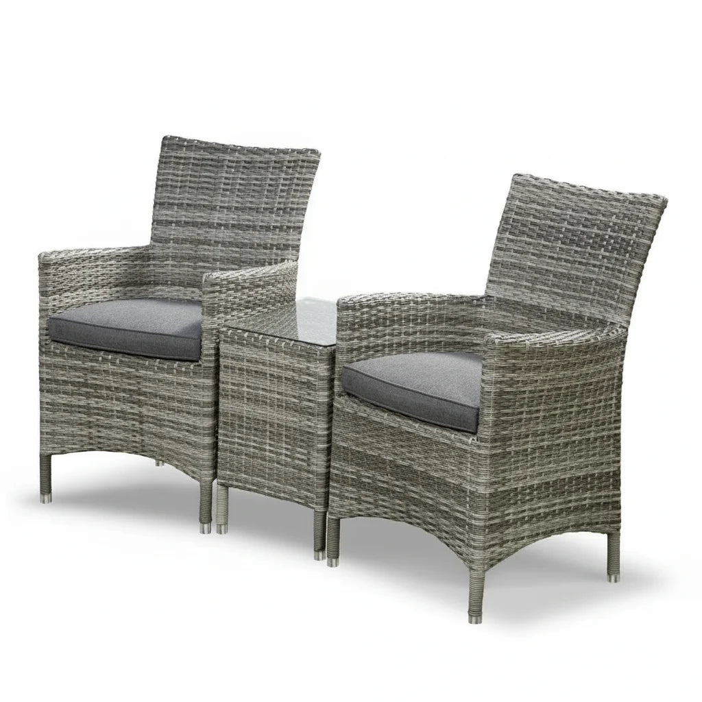 Harry Christian Home 2 Seat Premium Rattan Companion Set in Grey