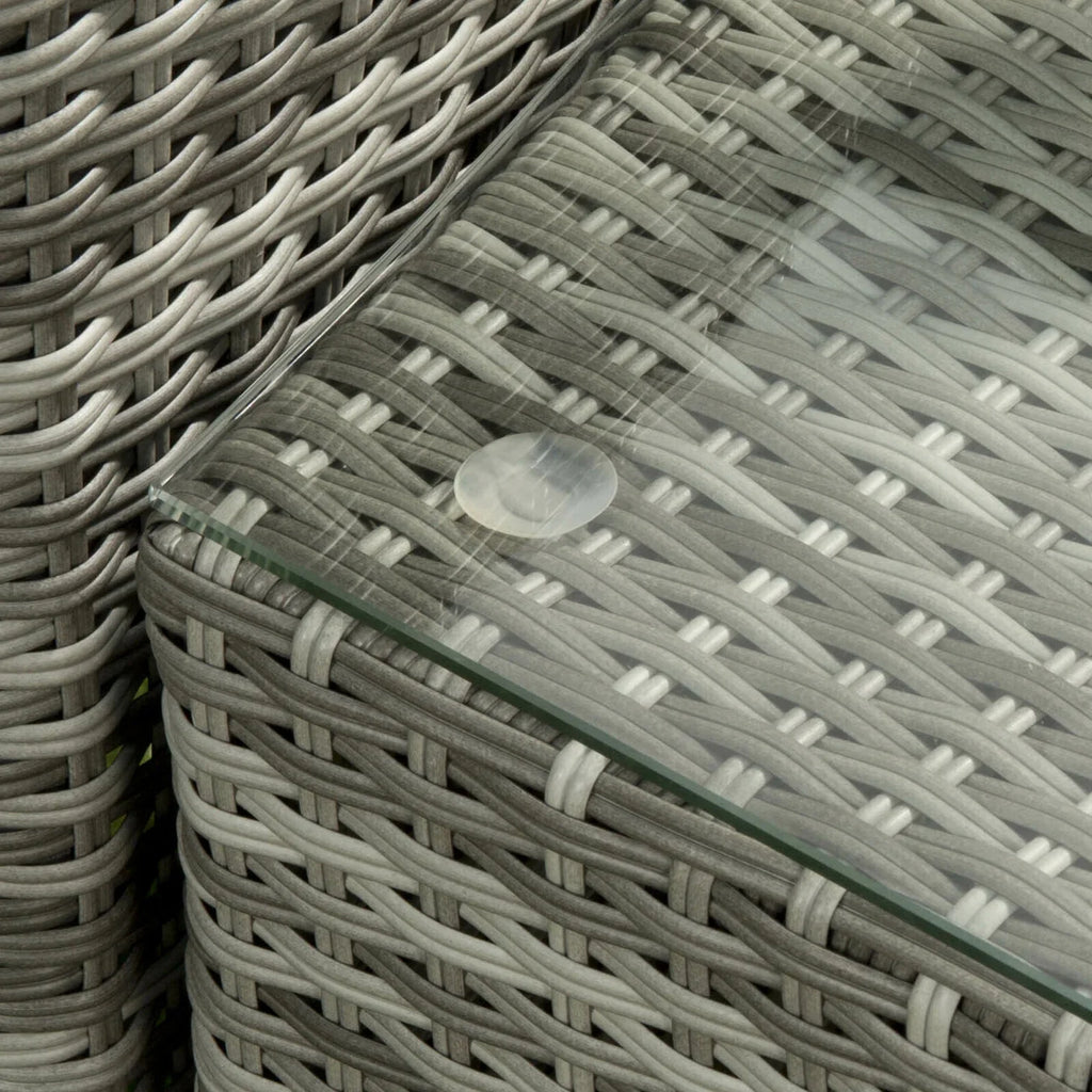 Harry Christian Home 2 Seat Premium Rattan Companion Set in Grey Glass And Rattan Close Up