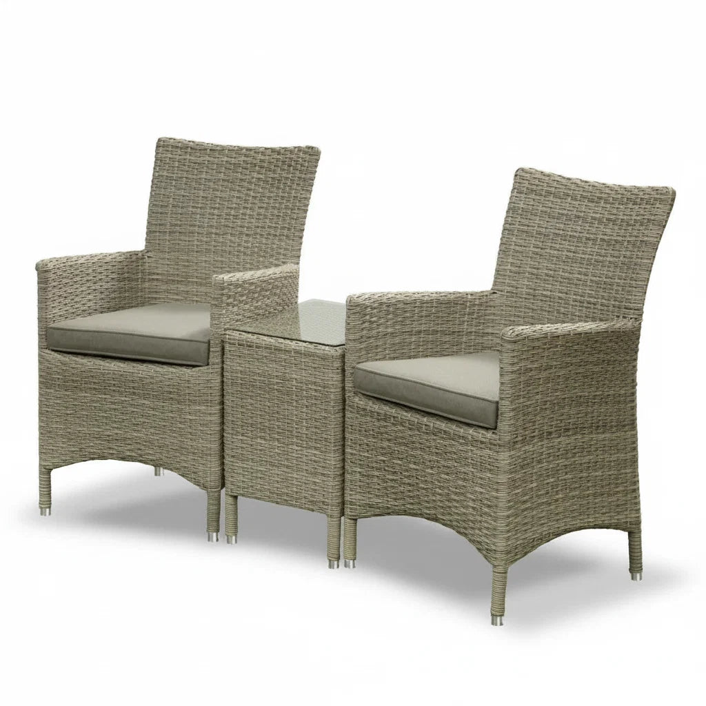 Harry Christian Home 2 Seat Premium Rattan Companion Set in Natural