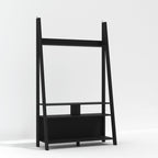 Harry Christian Home Black Ladder Media Unit Black ladder shelf on a white background