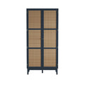 Harry Christian Home Blue & Rattan Double Wardrobe