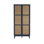 Harry Christian Home Blue & Rattan Double Wardrobe