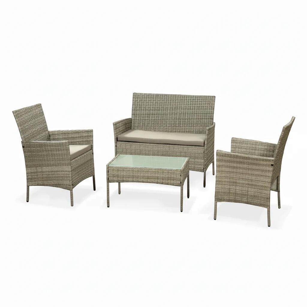 Harry Christian Home Grey 4 Piece Rattan Garden Furniture Set