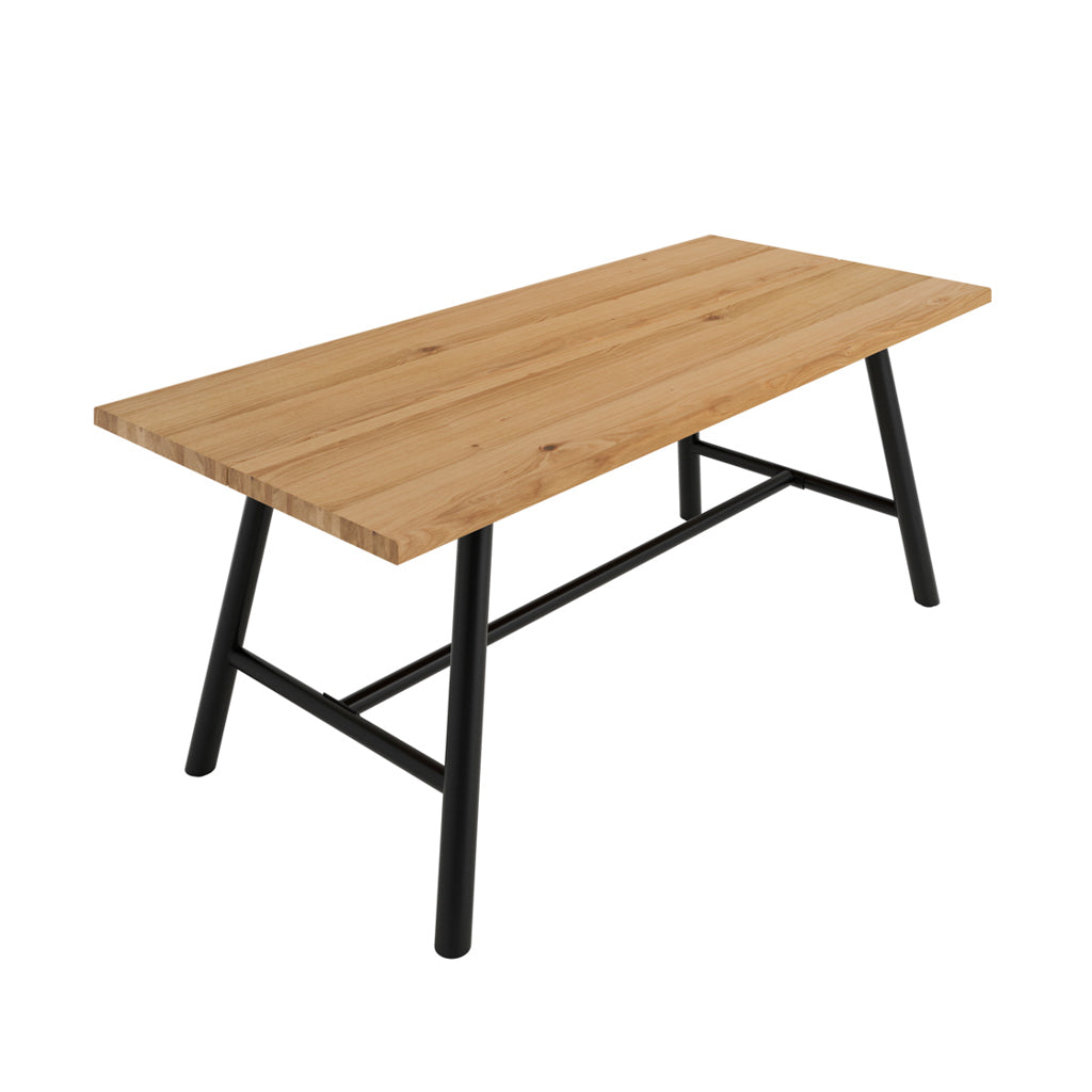 Harry Christian Home Large Oak & Black Dining Set with 6 Chairs