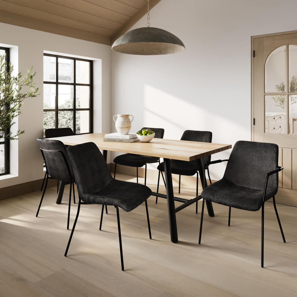 Harry Christian Home Large Oak & Black Dining Set with 6 Chairs
