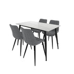 Harry Christian Home Marble Effect Dining Set With 4 Chairs