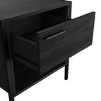 Wooden Effect Black Bedside Cabinet