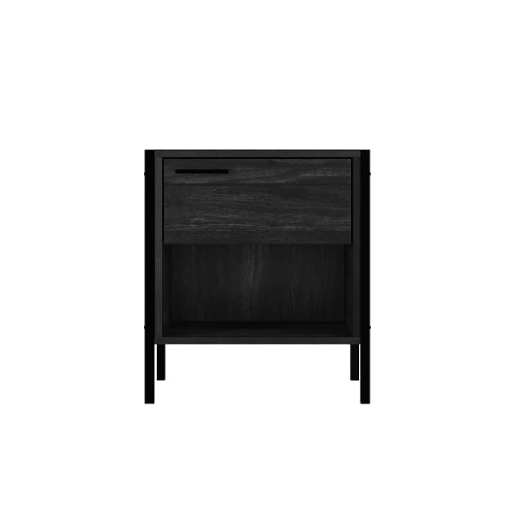 Wooden Effect Black Bedside Cabinet