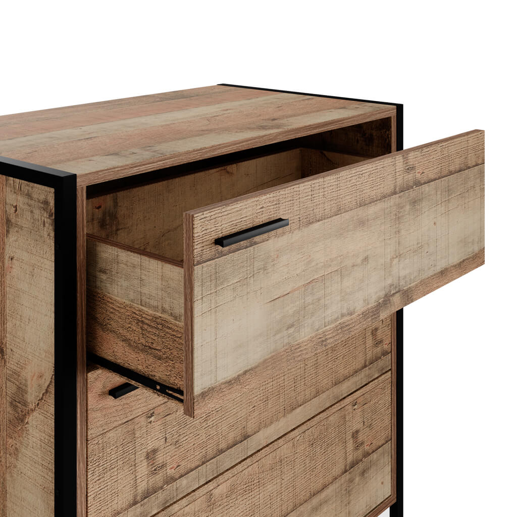 Distressed Oak Effect Chest Of Drawers