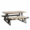 Hyde Natural and Black Dining Table with Hyde Benches Dining Set Deal