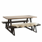 Hyde Natural and Black Dining Table with Hyde Benches Dining Set Deal