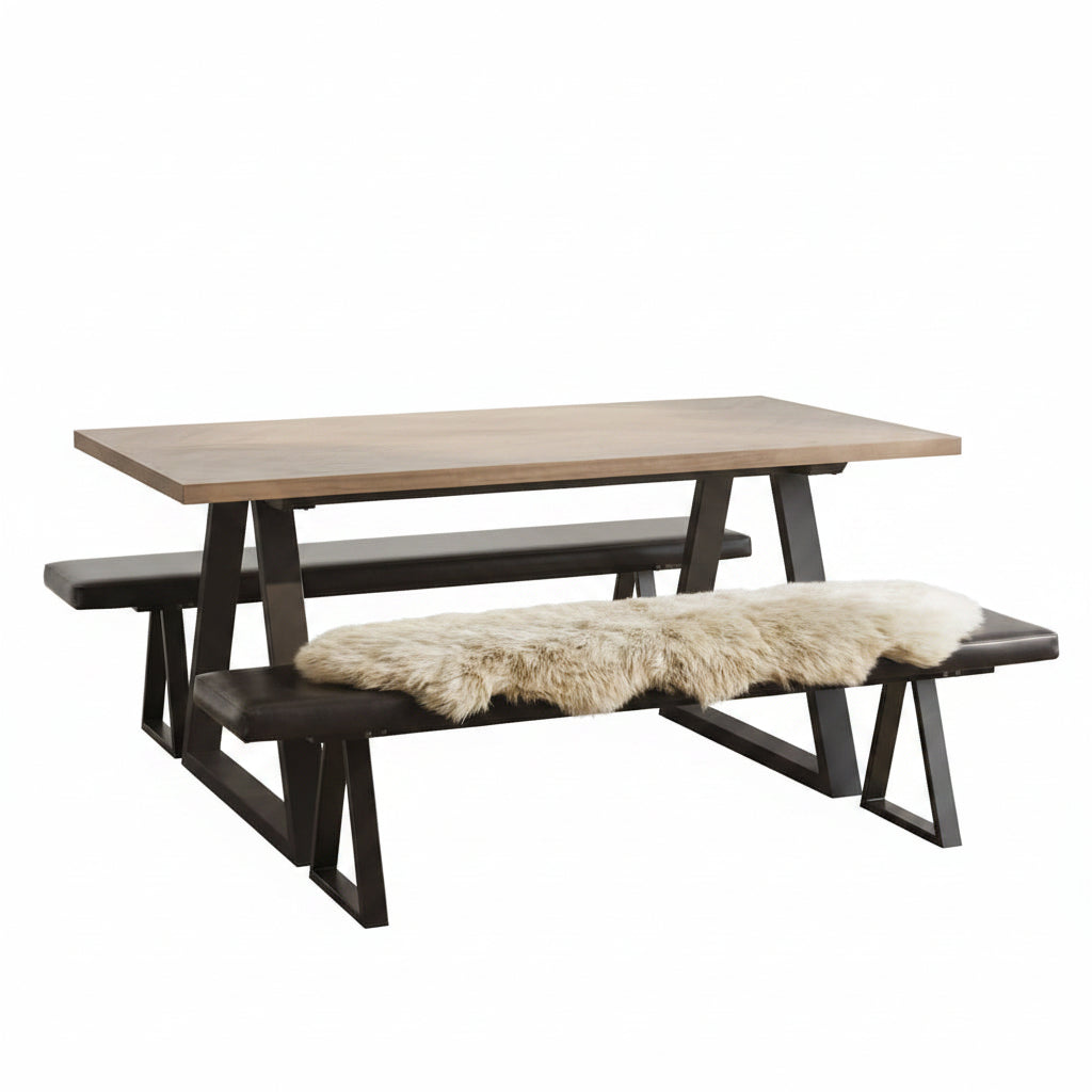 Hyde Natural and Black Dining Table with Hyde Benches Dining Set Deal