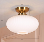 Brushed Brass Fluted Frosted Glass Flush Ceiling Light