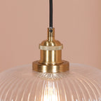Brushed Brass Fluted Glass Pendant Ceiling Light