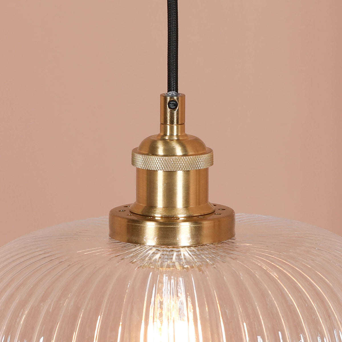 Brushed Brass Fluted Glass Pendant Ceiling Light