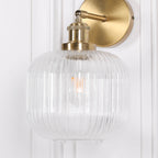 Brushed Brass Fluted Clear Glass Wall Light
