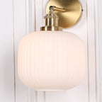 Brushed Brass Fluted Frosted Glass Wall Light