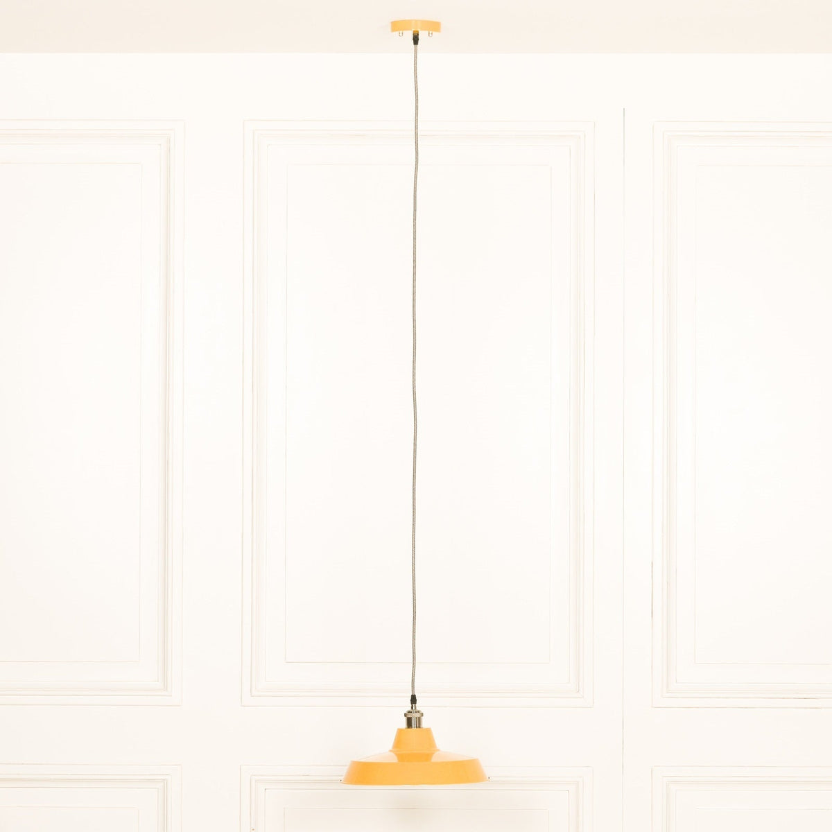Factory Style Mustard Yellow Enamel Painted 36cm Pendant Light