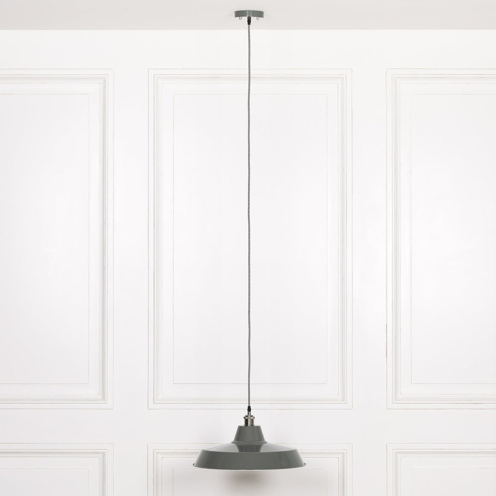 Factory Style Grey Enamel Painted 46cm Pendant Light