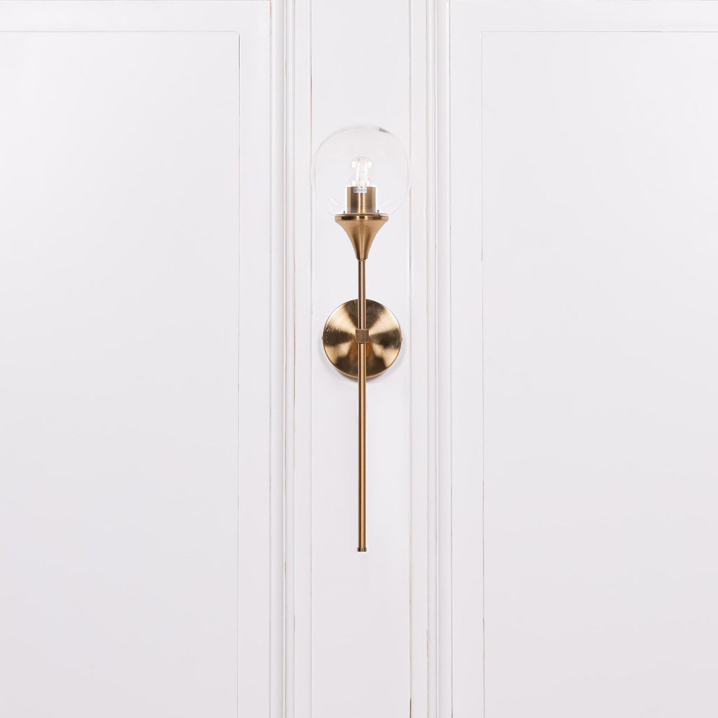Gold Satin Deco Glass Ball Wall Light